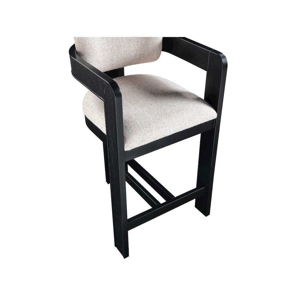 Sacha Beige Linen Textured Fabric Stool. Picture 7