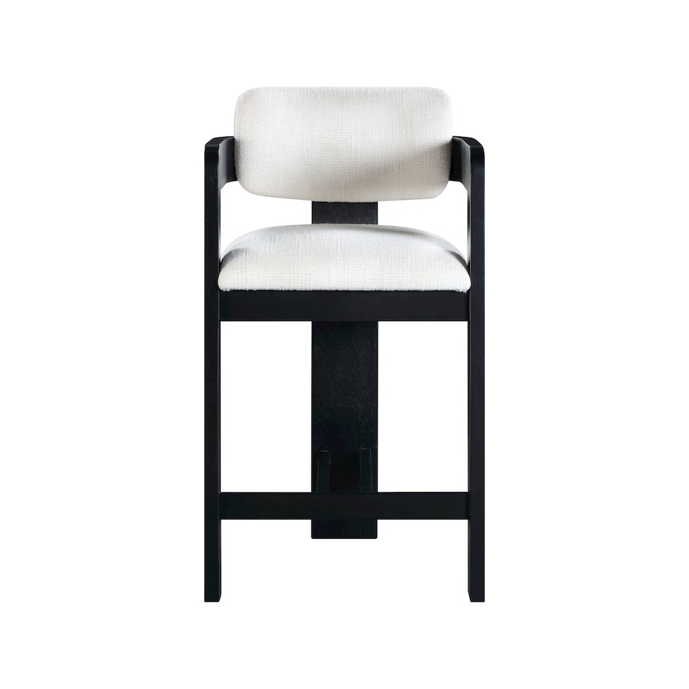 Sacha Cream Linen Textured Fabric Stool. Picture 3