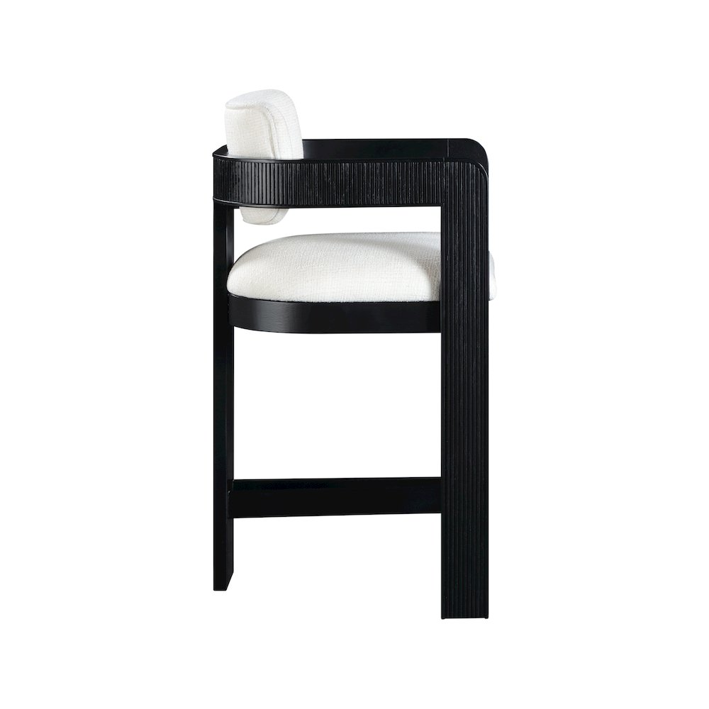 Sacha Cream Linen Textured Fabric Stool. Picture 4