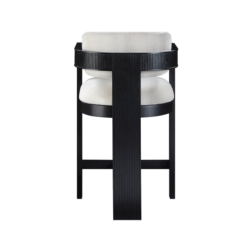 Sacha Cream Linen Textured Fabric Stool. Picture 5