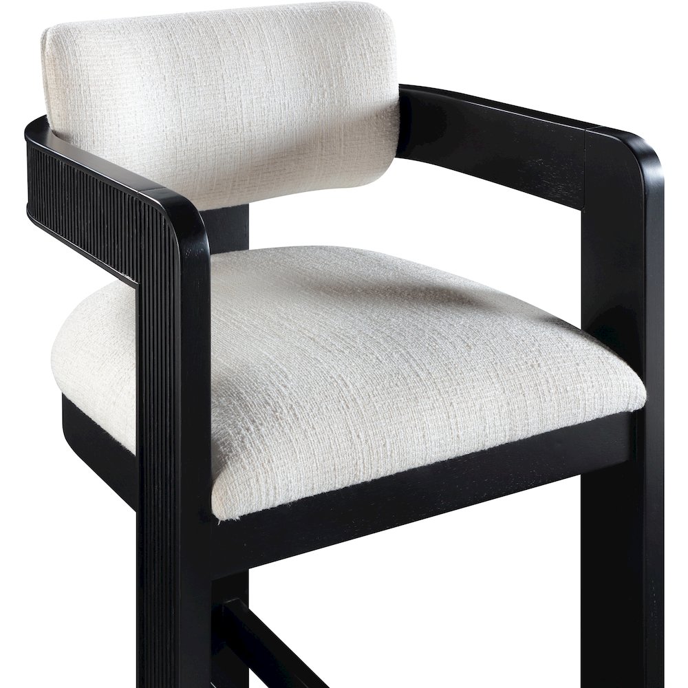 Sacha Cream Linen Textured Fabric Stool. Picture 6