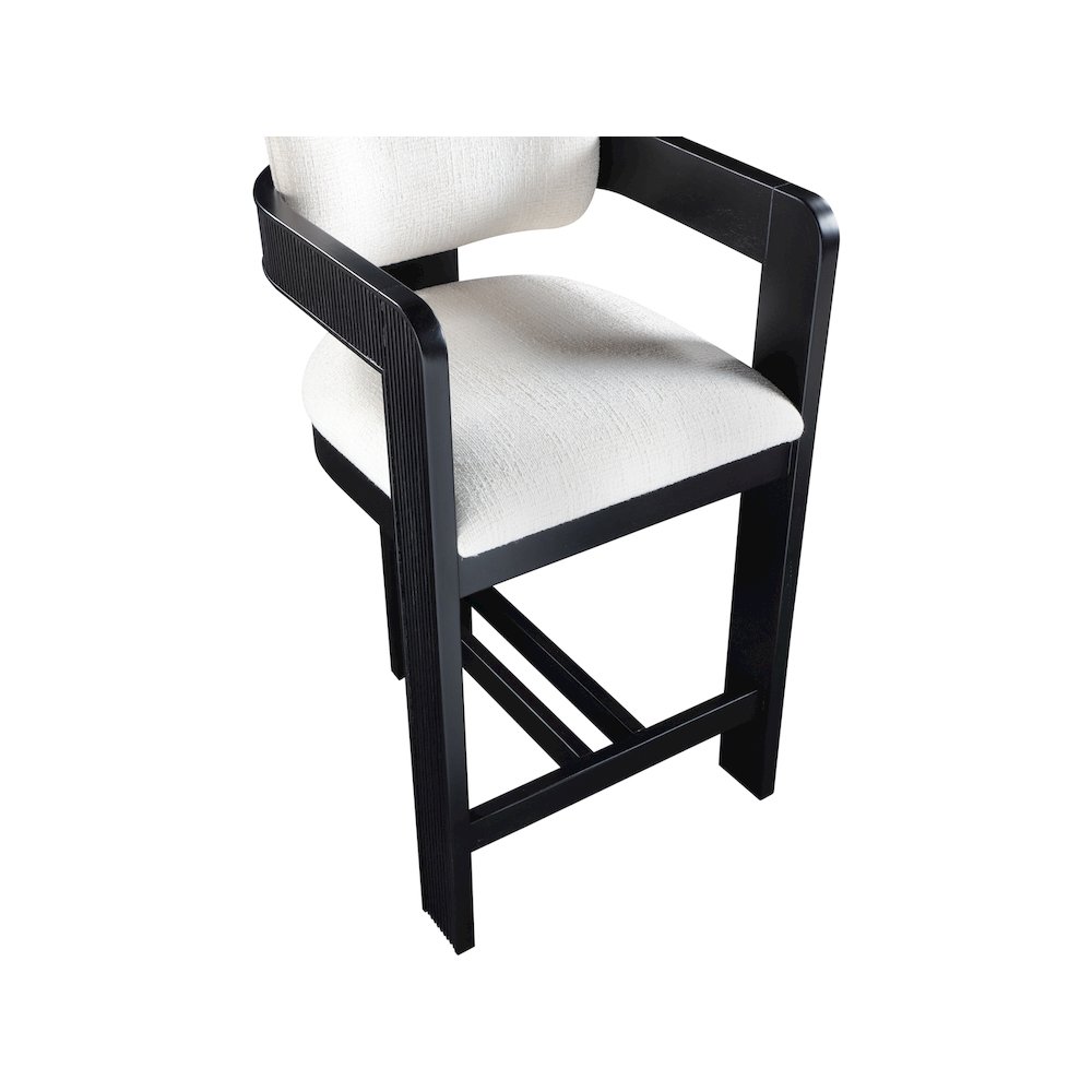 Sacha Cream Linen Textured Fabric Stool. Picture 7