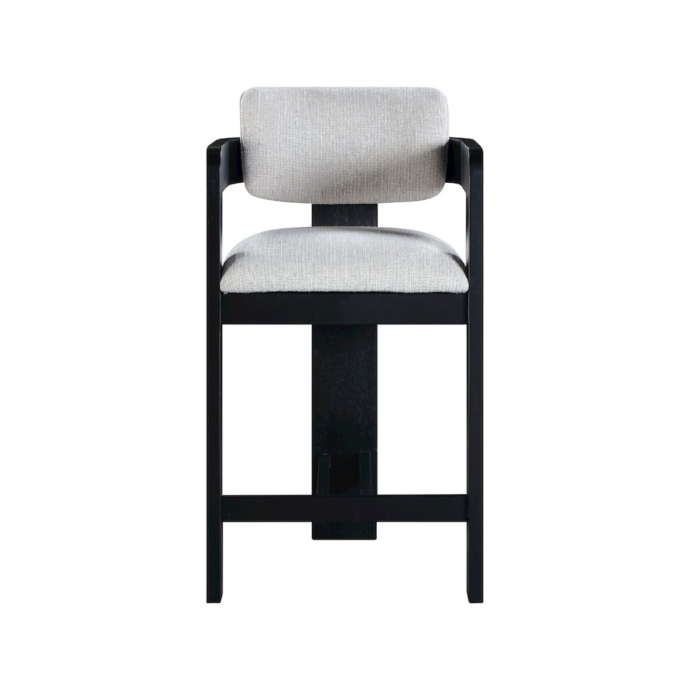 Sacha Grey Linen Textured Fabric Stool. Picture 3