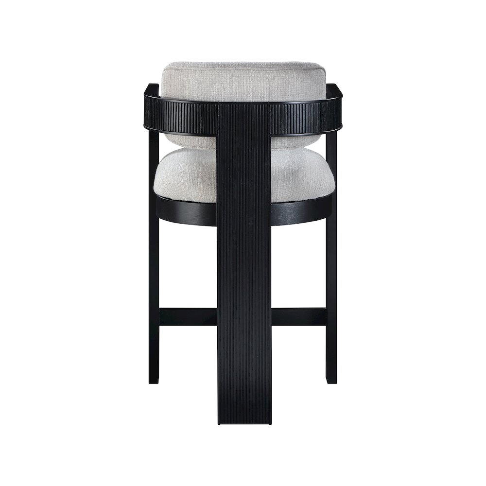 Sacha Grey Linen Textured Fabric Stool. Picture 5