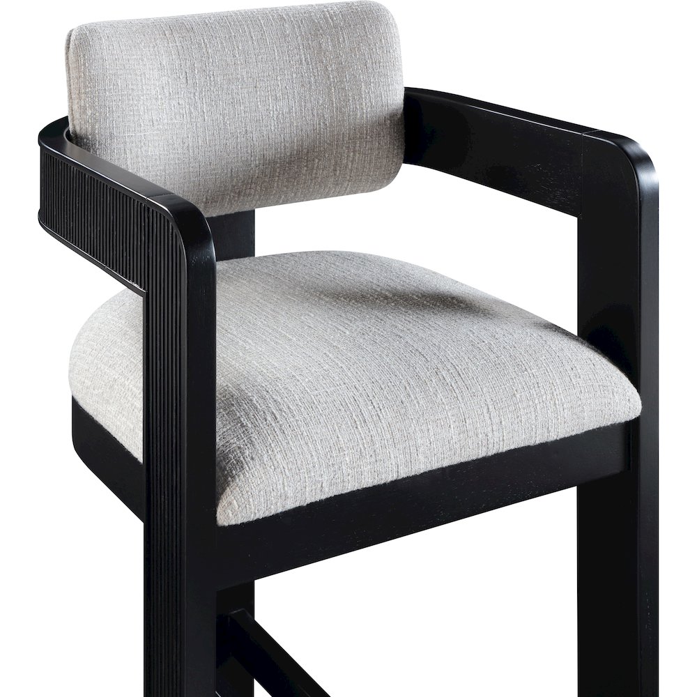 Sacha Grey Linen Textured Fabric Stool. Picture 6