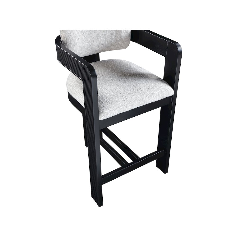 Sacha Grey Linen Textured Fabric Stool. Picture 7