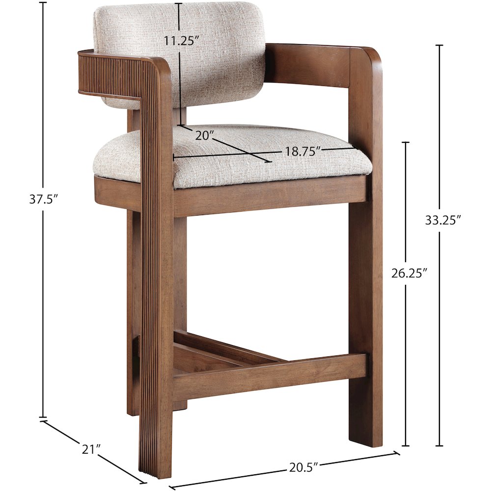 Sacha Beige Linen Textured Fabric Stool. Picture 8