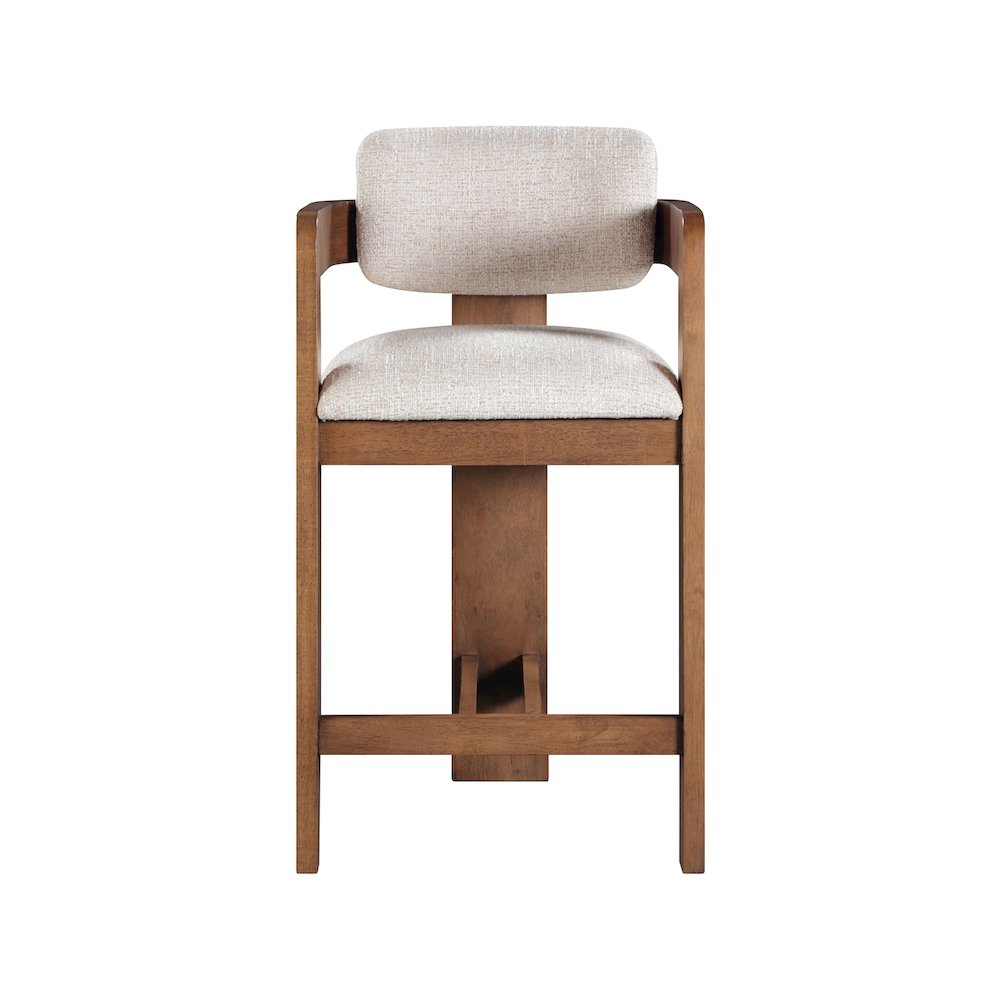 Sacha Beige Linen Textured Fabric Stool. Picture 3