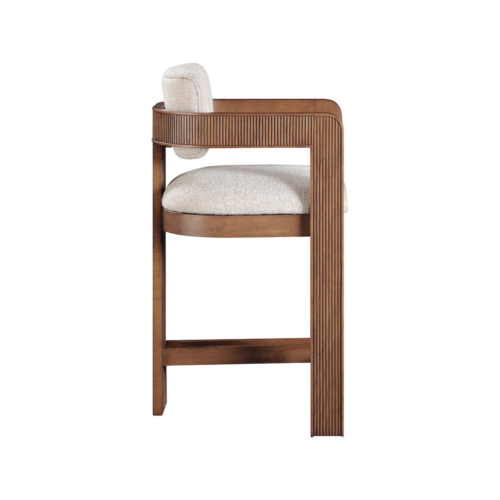 Sacha Beige Linen Textured Fabric Stool. Picture 4