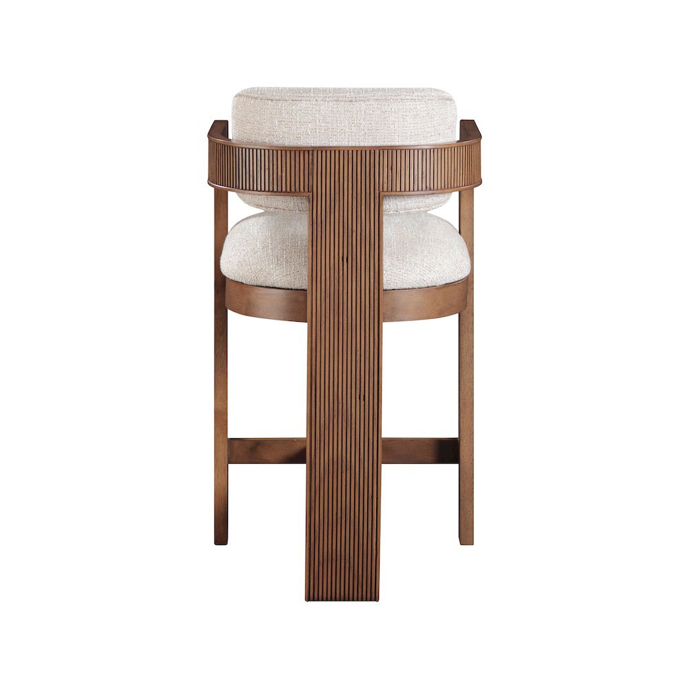 Sacha Beige Linen Textured Fabric Stool. Picture 5