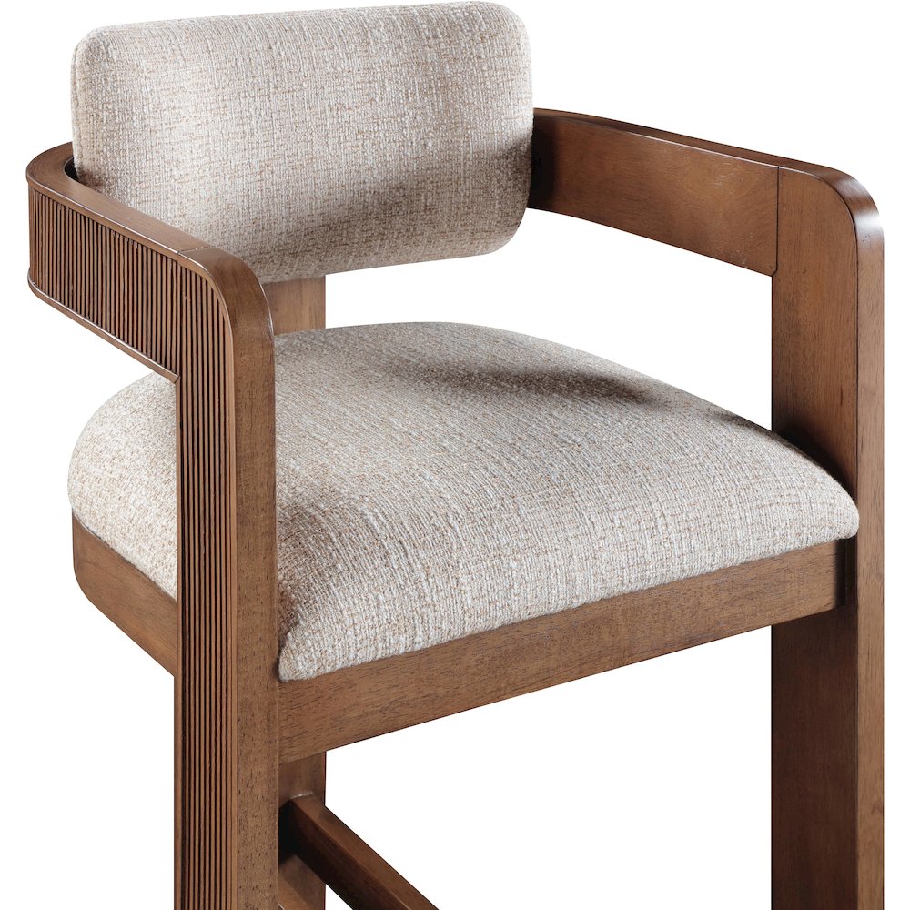 Sacha Beige Linen Textured Fabric Stool. Picture 6