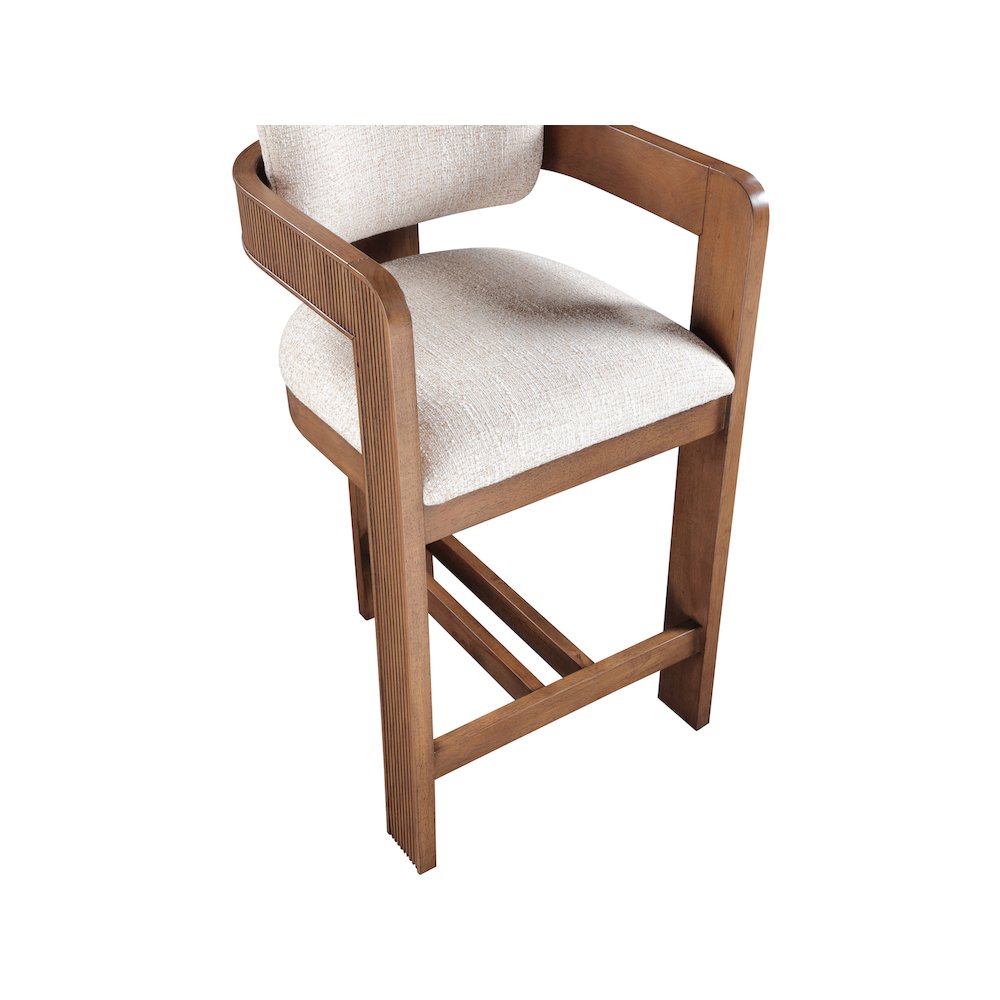 Sacha Beige Linen Textured Fabric Stool. Picture 7