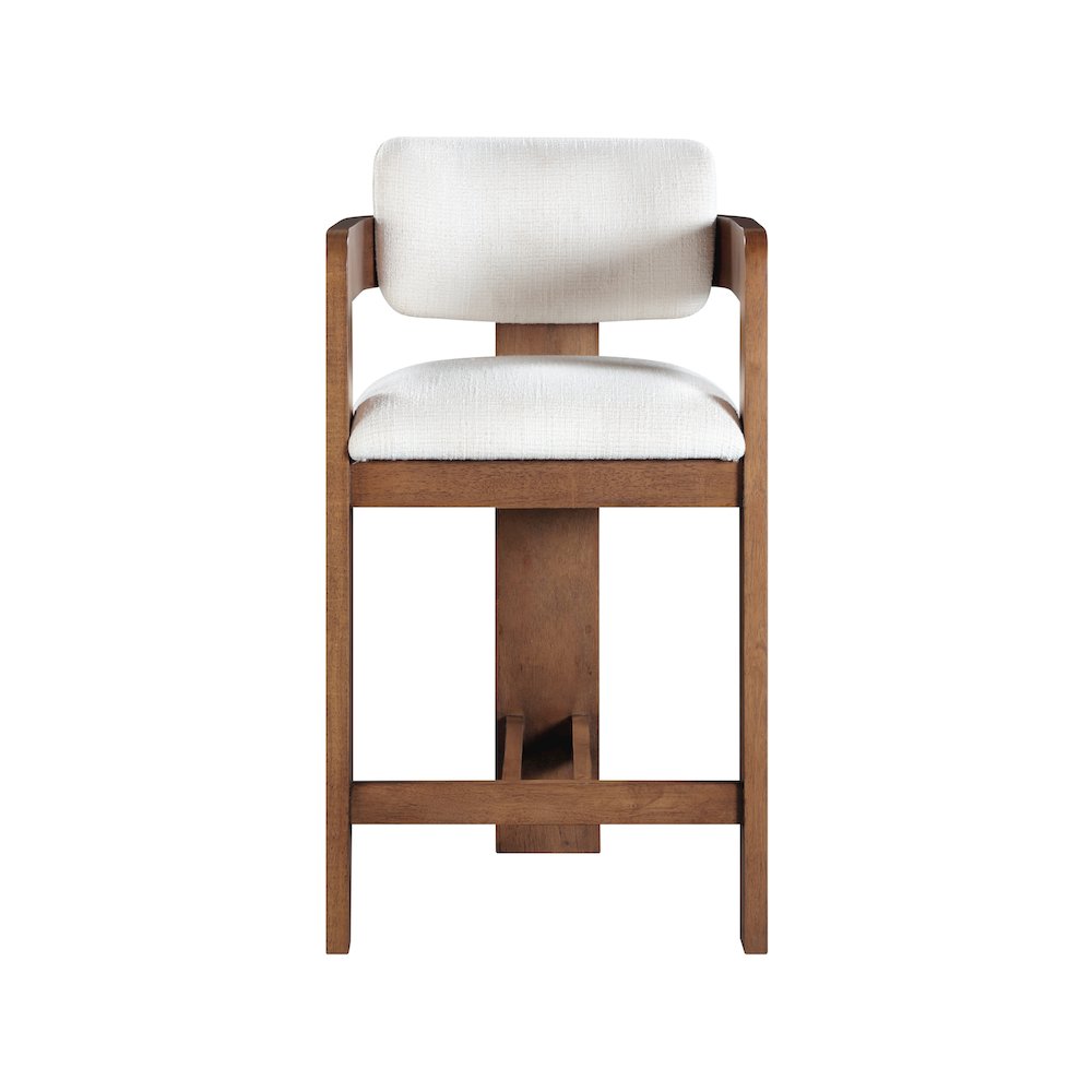 Sacha Cream Linen Textured Fabric Stool. Picture 3