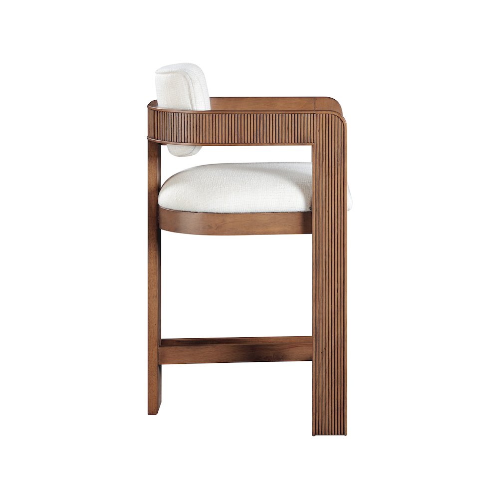 Sacha Cream Linen Textured Fabric Stool. Picture 4