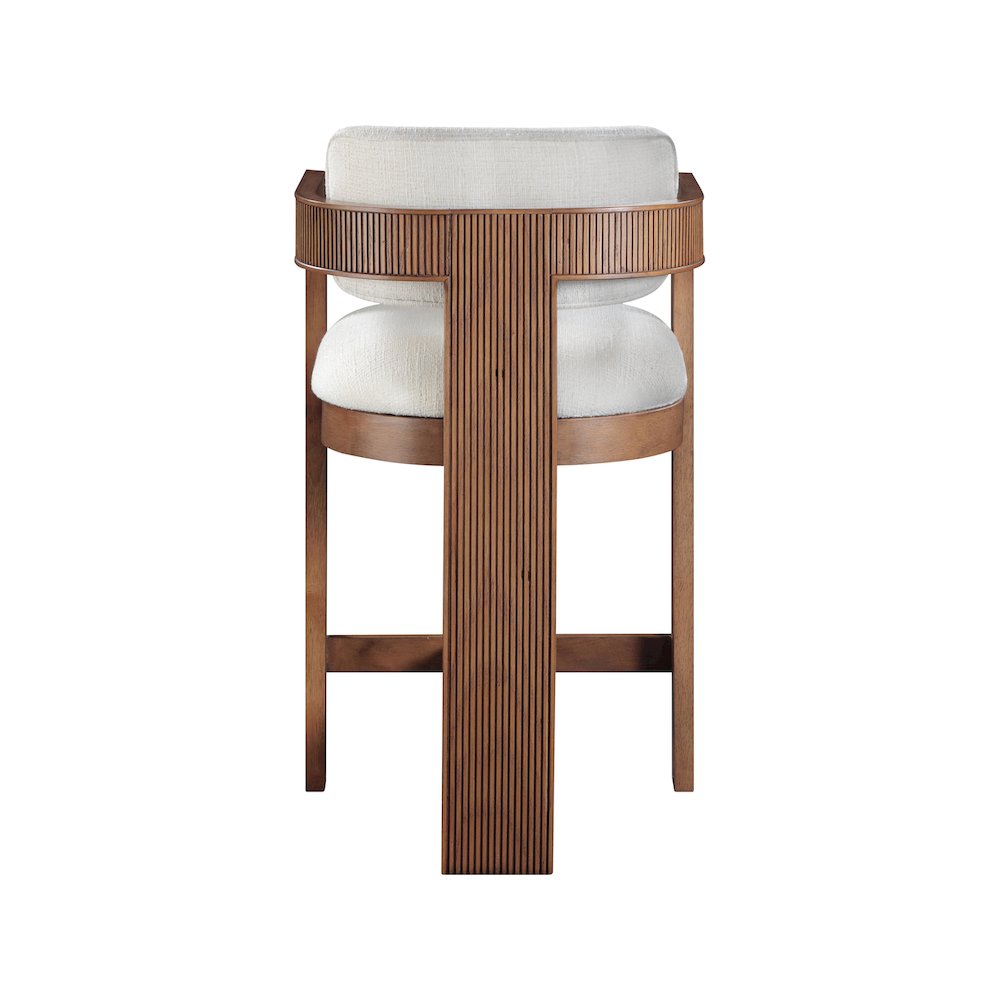 Sacha Cream Linen Textured Fabric Stool. Picture 5
