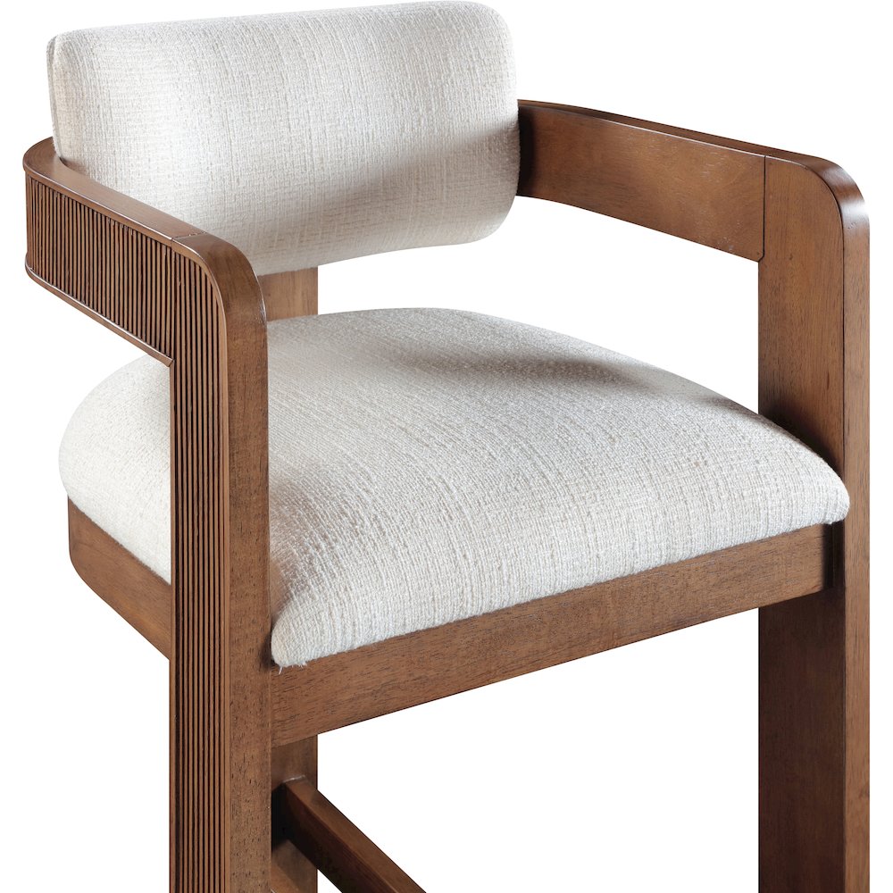 Sacha Cream Linen Textured Fabric Stool. Picture 6
