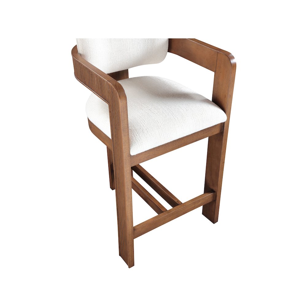 Sacha Cream Linen Textured Fabric Stool. Picture 7