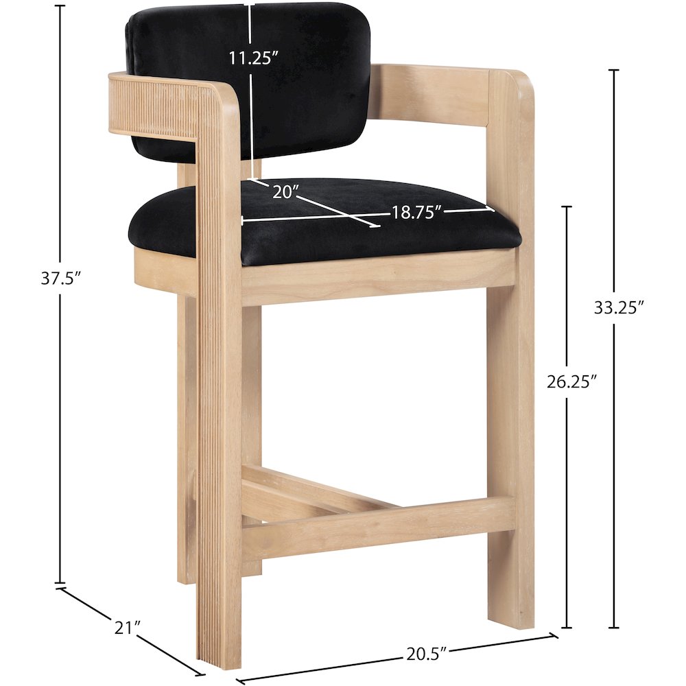Sacha Black Velvet Stool. Picture 8