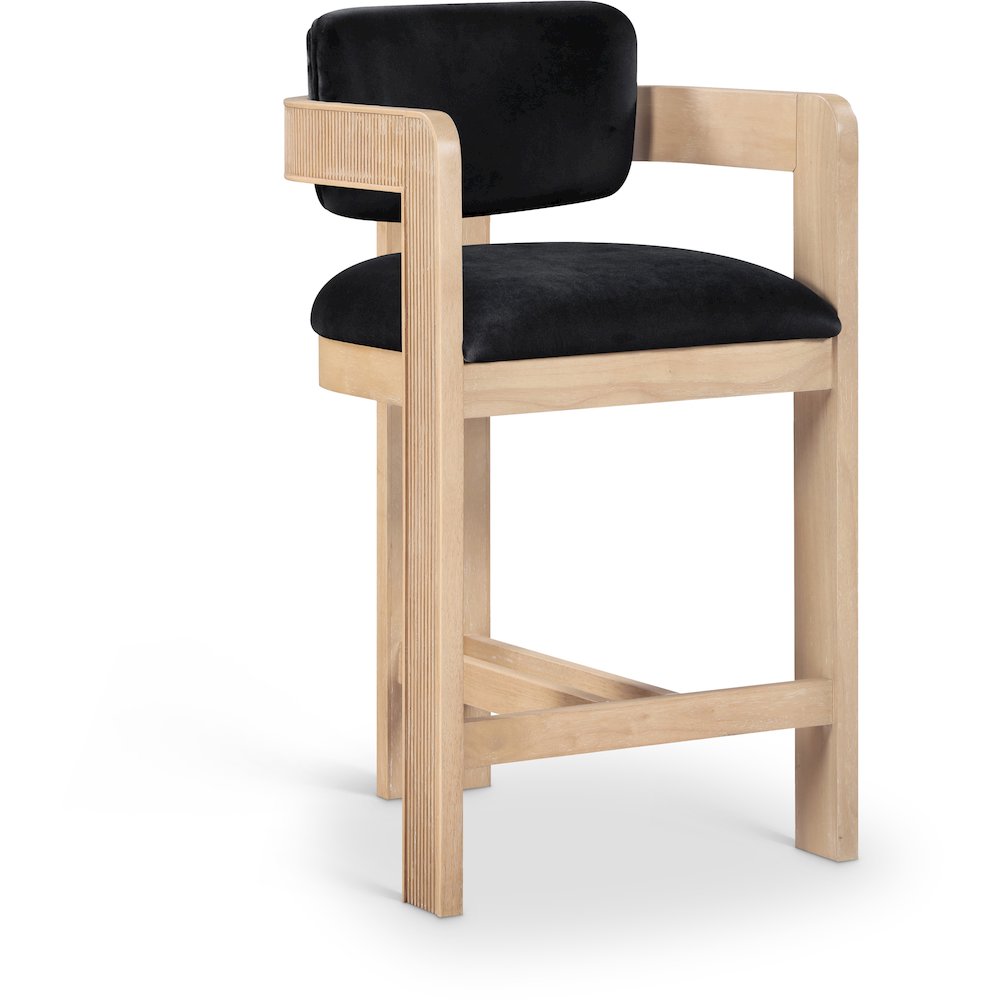 Sacha Black Velvet Stool. Picture 1