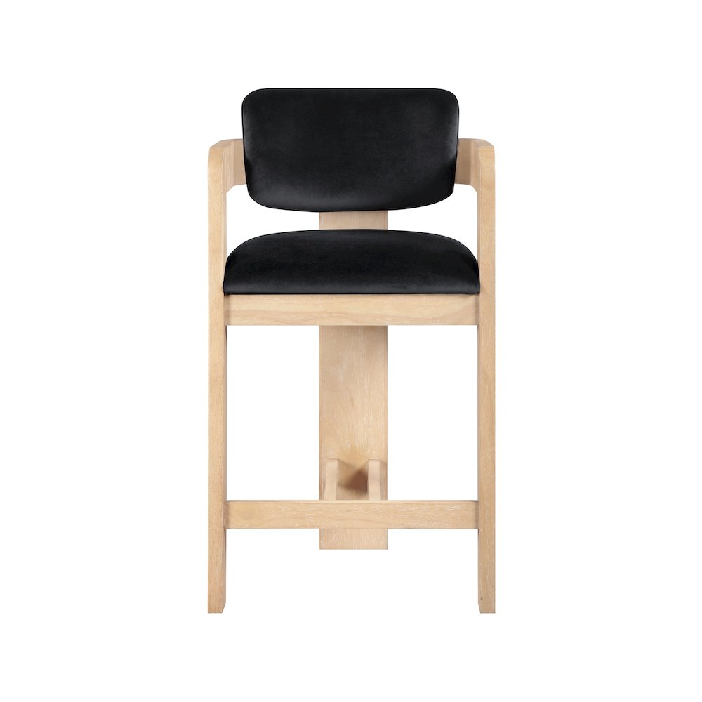 Sacha Black Velvet Stool. Picture 3