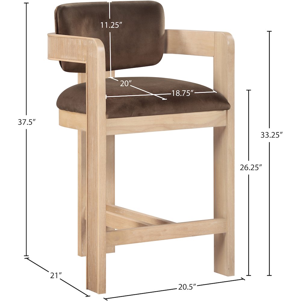 Sacha Brown Velvet Stool. Picture 8