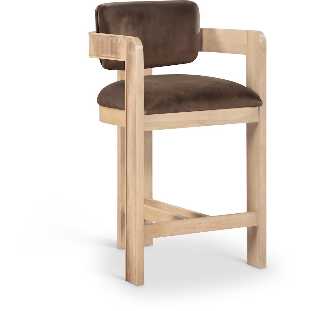 Sacha Brown Velvet Stool. Picture 1