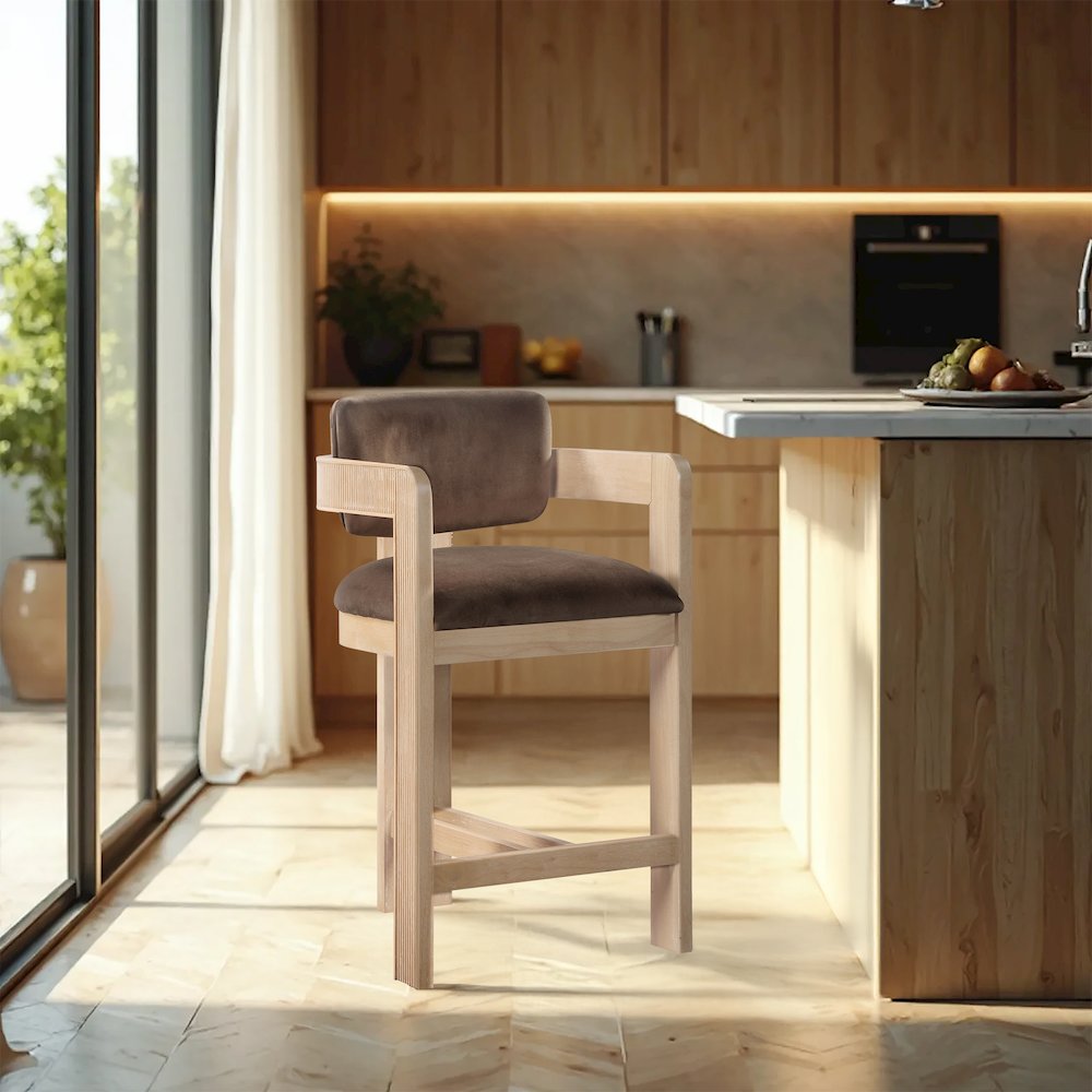 Sacha Brown Velvet Stool. Picture 2
