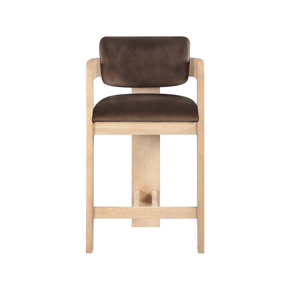 Sacha Brown Velvet Stool. Picture 3
