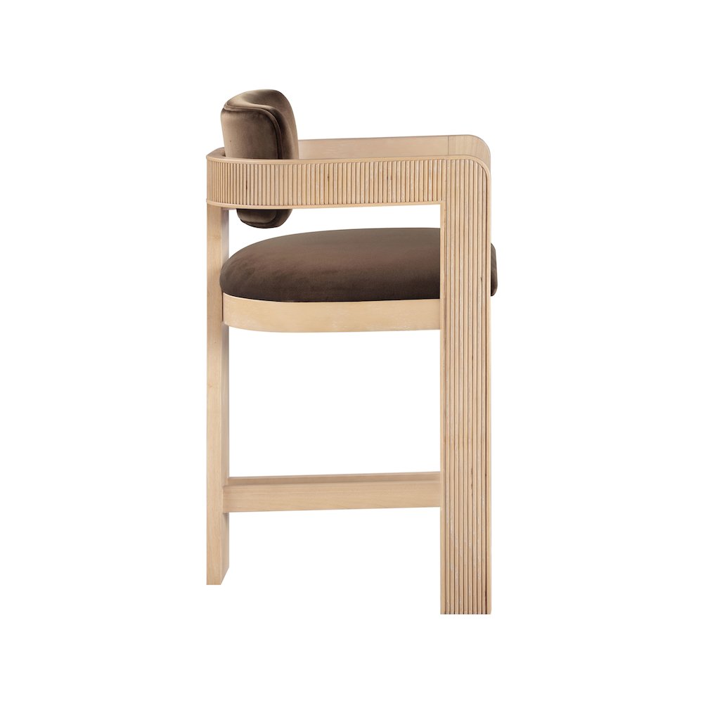 Sacha Brown Velvet Stool. Picture 4