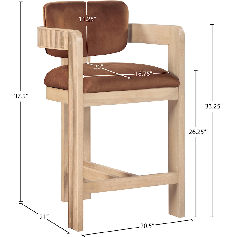 Sacha Cognac Velvet Stool. Picture 8