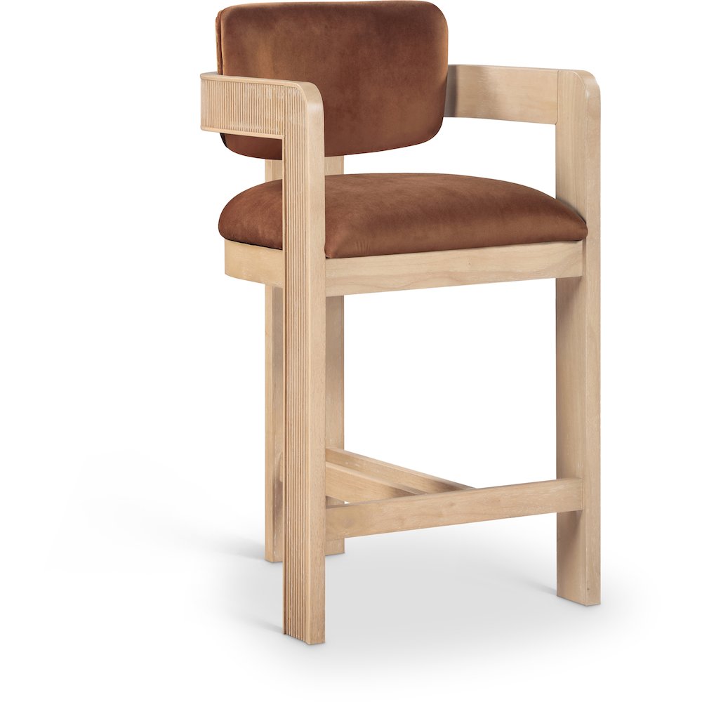 Sacha Cognac Velvet Stool. Picture 1