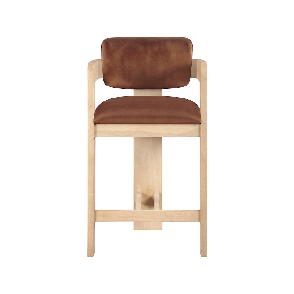 Sacha Cognac Velvet Stool. Picture 3