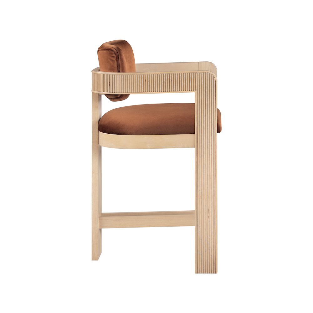 Sacha Cognac Velvet Stool. Picture 4