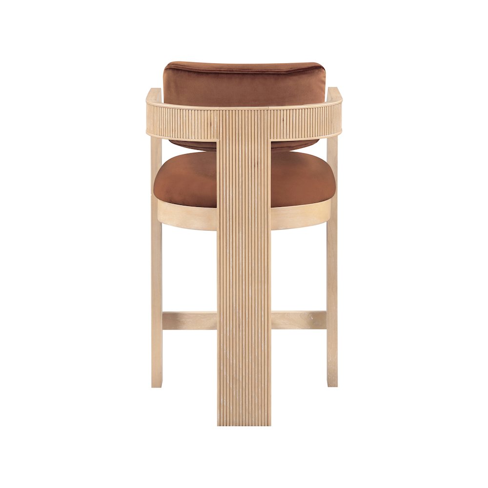 Sacha Cognac Velvet Stool. Picture 5