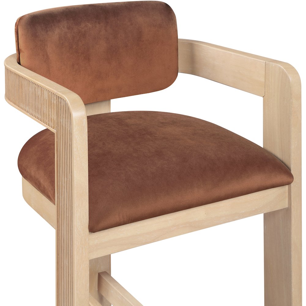 Sacha Cognac Velvet Stool. Picture 6