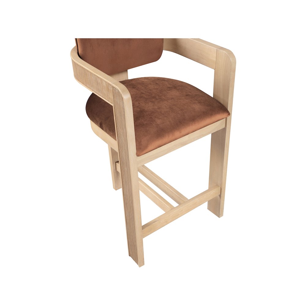 Sacha Cognac Velvet Stool. Picture 7