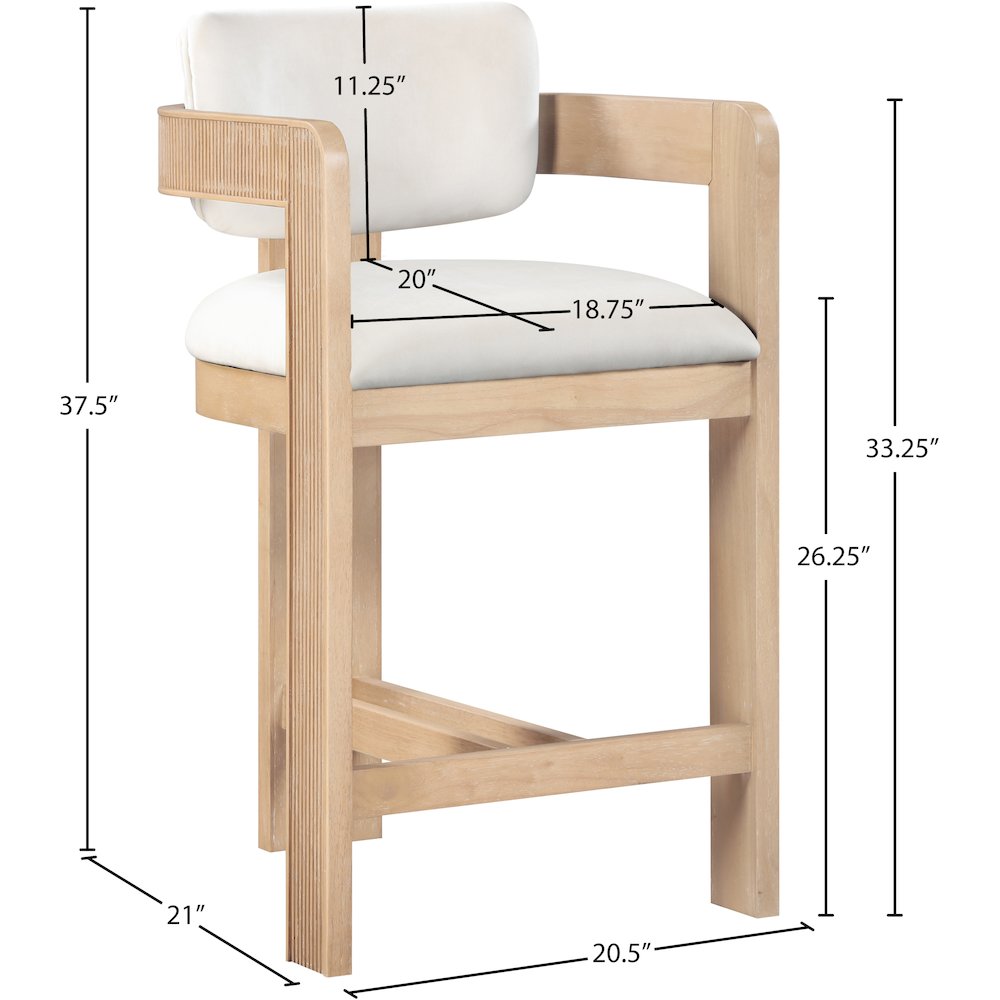 Sacha Cream Velvet Stool. Picture 8