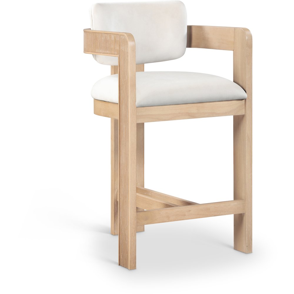 Sacha Cream Velvet Stool. Picture 1