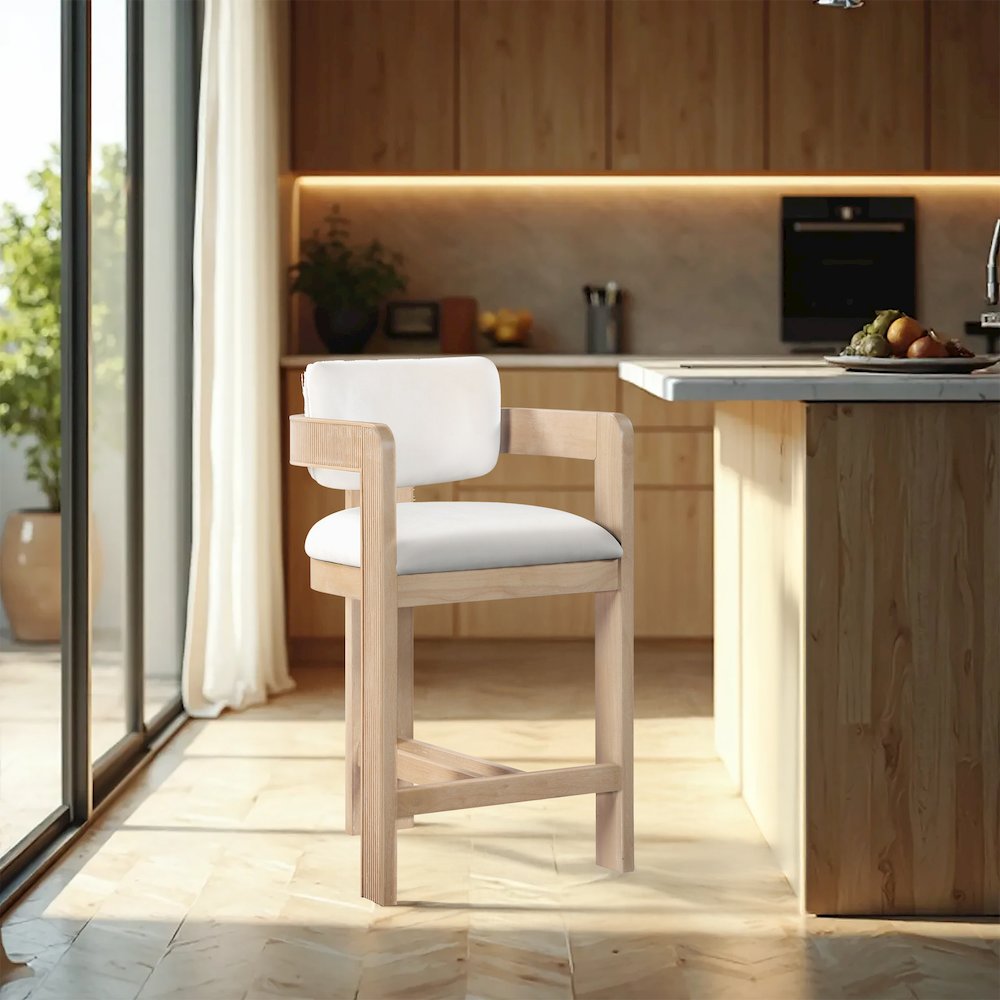 Sacha Cream Velvet Stool. Picture 2