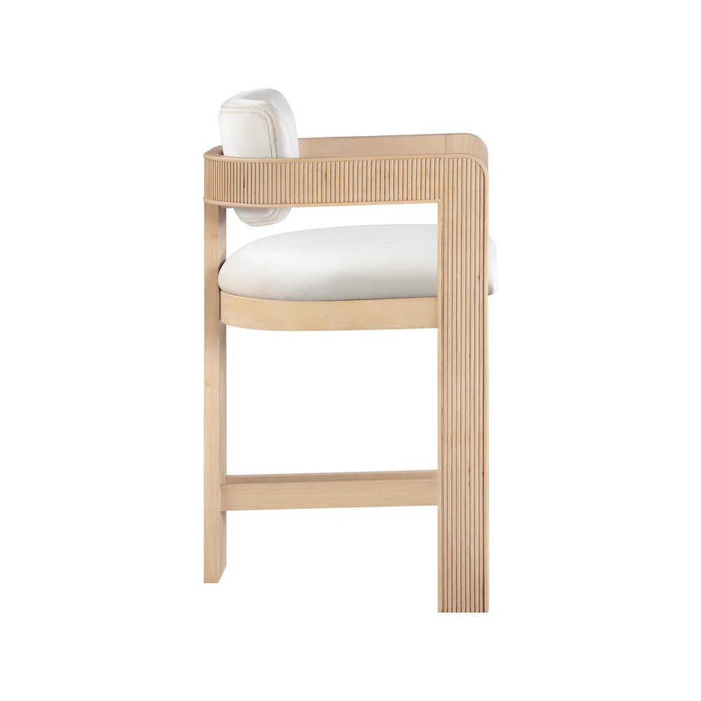 Sacha Cream Velvet Stool. Picture 4