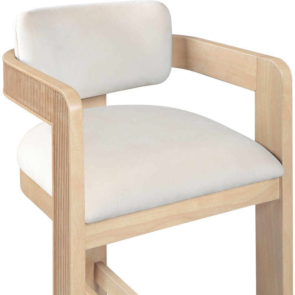 Sacha Cream Velvet Stool. Picture 6