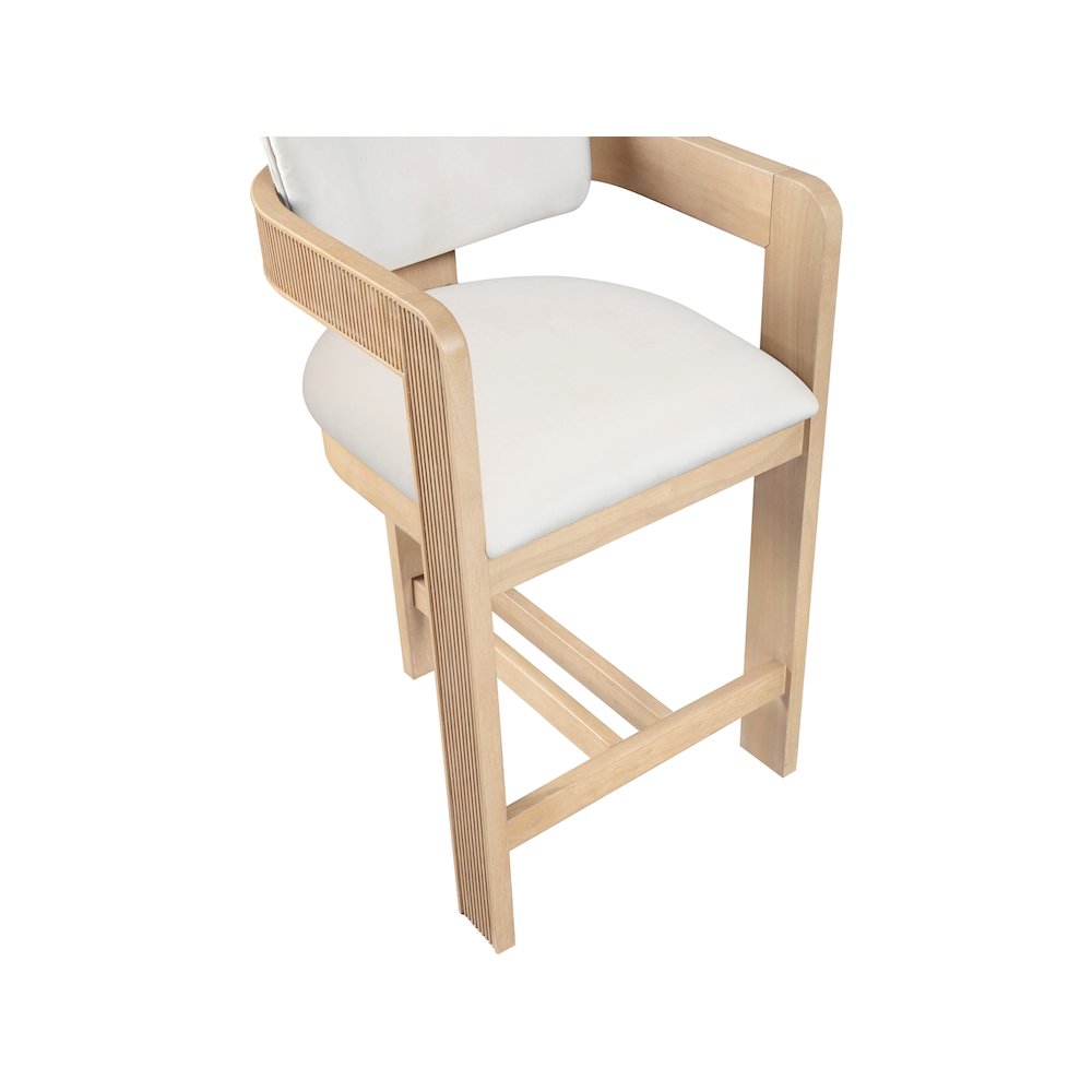 Sacha Cream Velvet Stool. Picture 7