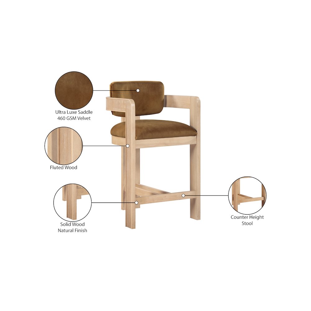 Sacha Saddle Velvet Stool. Picture 9