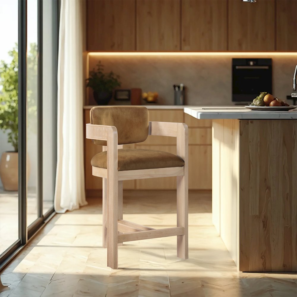 Sacha Saddle Velvet Stool. Picture 2
