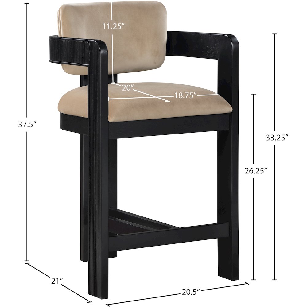 Sacha Beige Velvet Stool. Picture 8