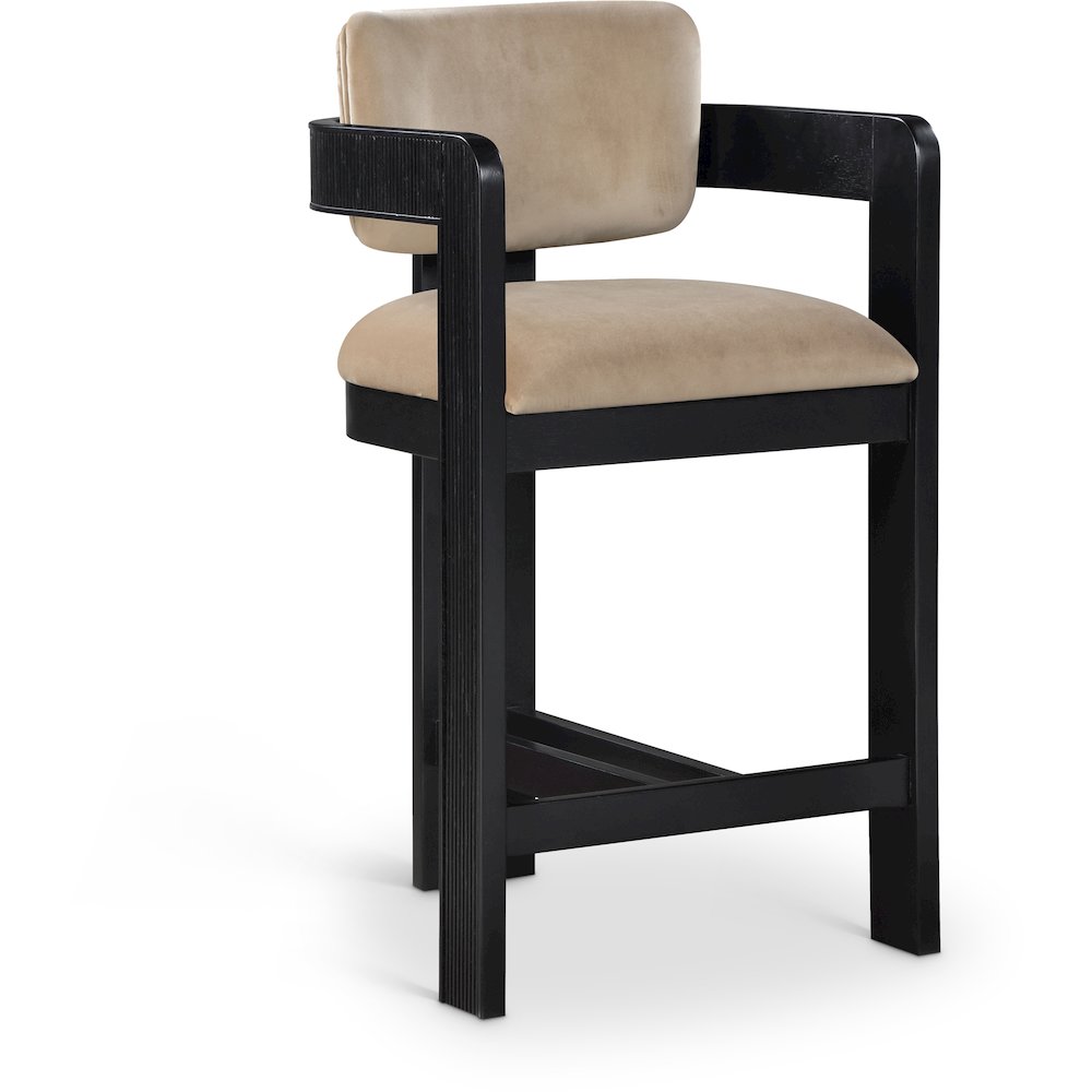 Sacha Beige Velvet Stool. Picture 1