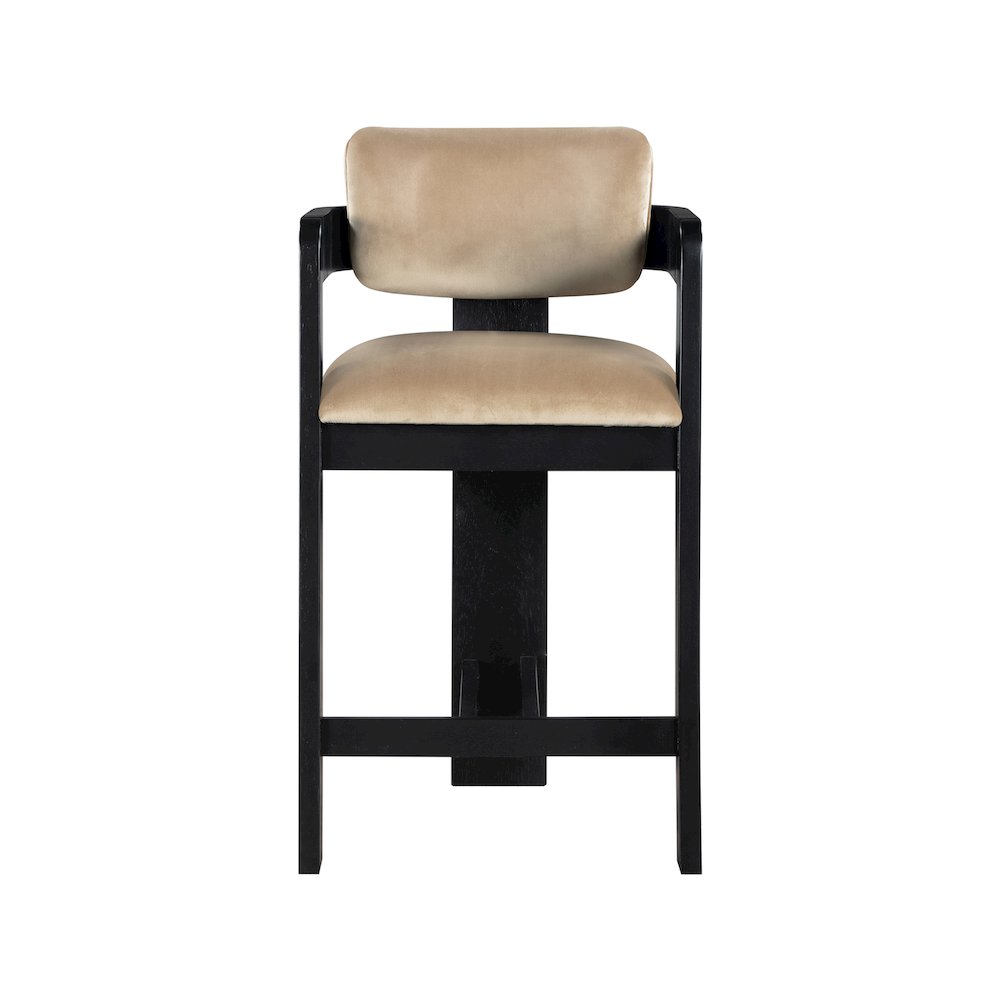 Sacha Beige Velvet Stool. Picture 3