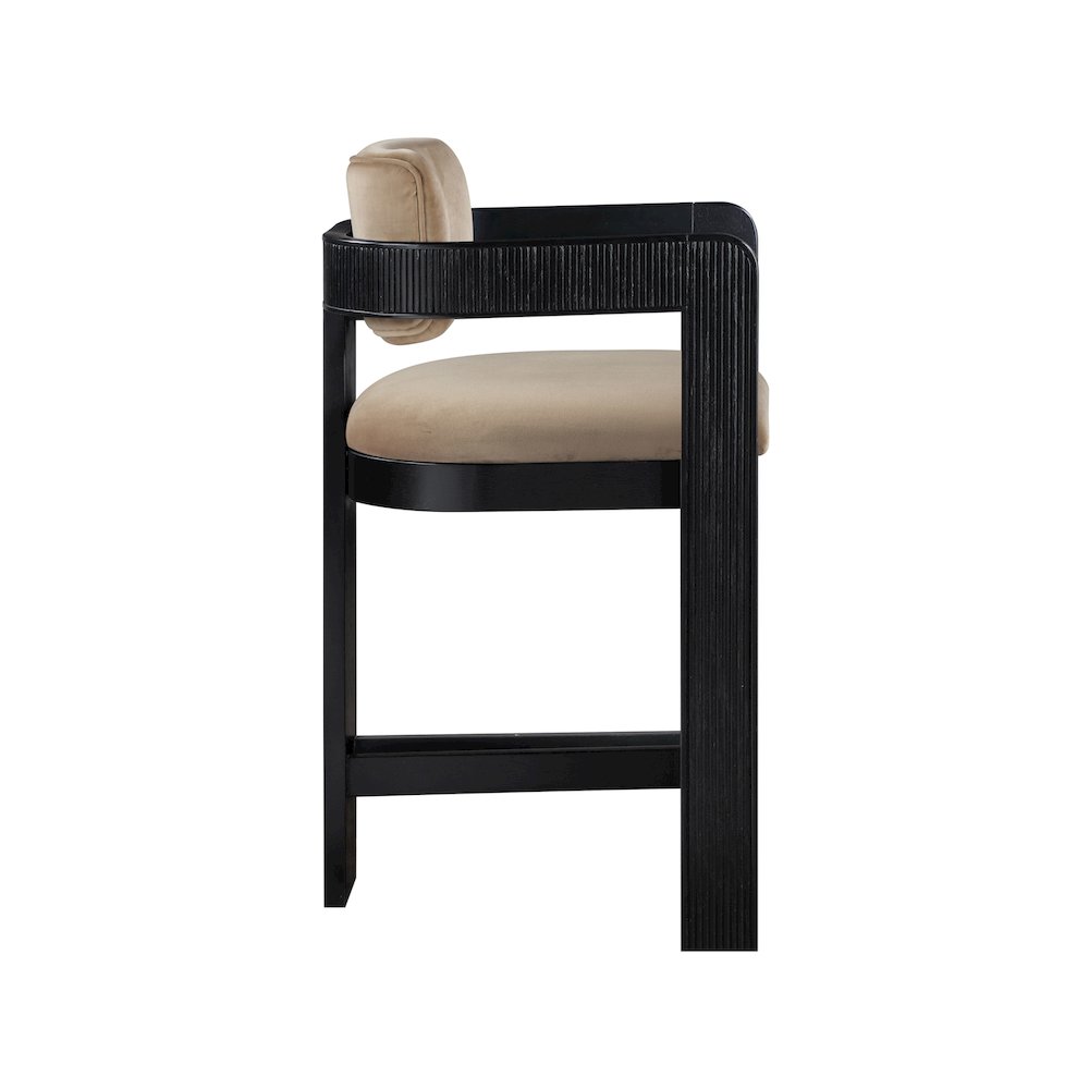 Sacha Beige Velvet Stool. Picture 4