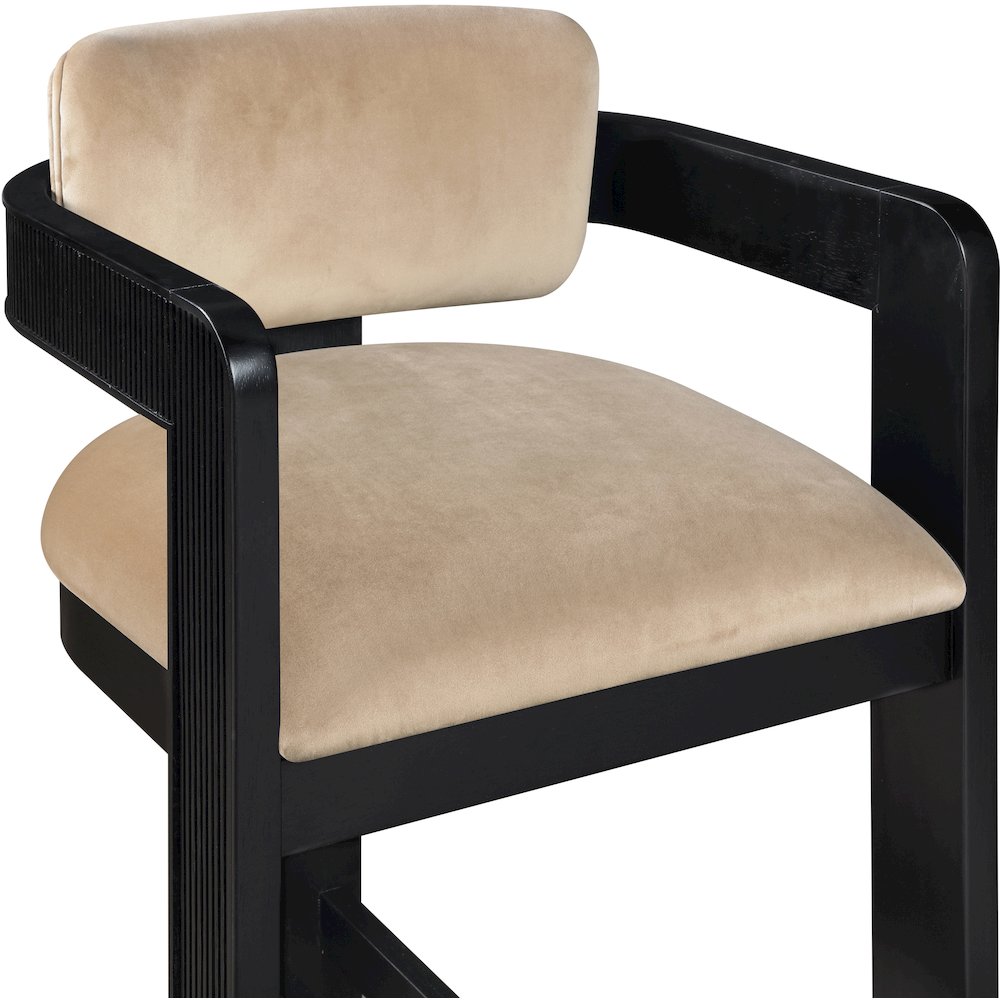 Sacha Beige Velvet Stool. Picture 6