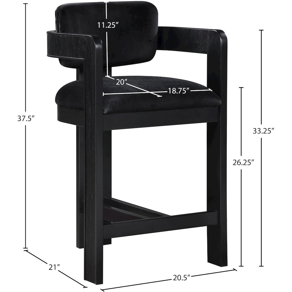 Sacha Black Velvet Stool. Picture 8